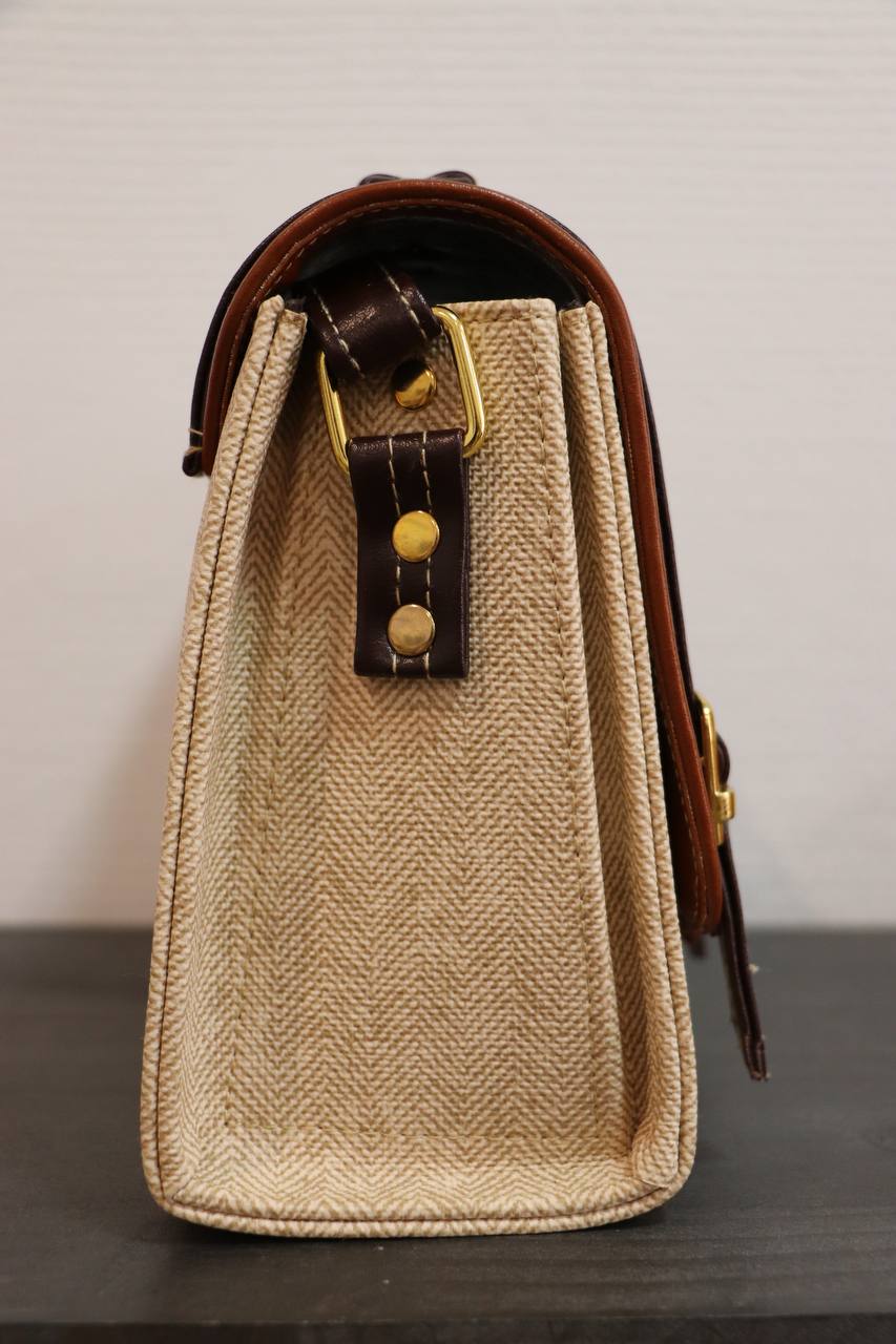 Unique Handmade Leather Beige Handbag
